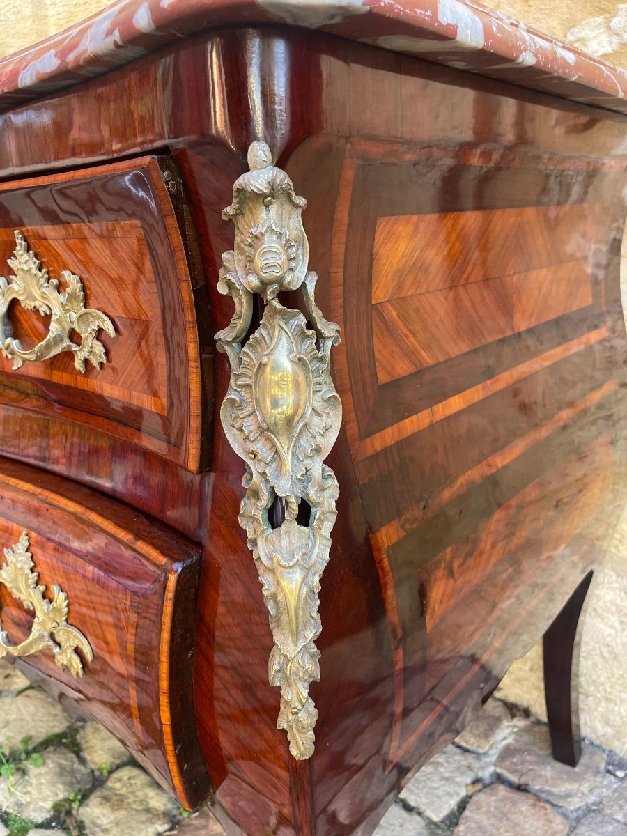 Louis XV Period Curved Marquetry Chest Of Drawers -photo-5