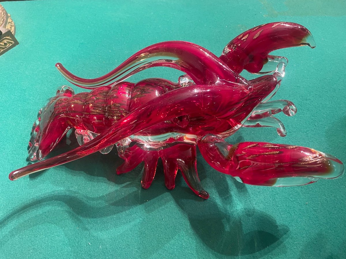 Murano Glass Lobster Signed On The Belly Of The Animal Circa 1950-photo-2