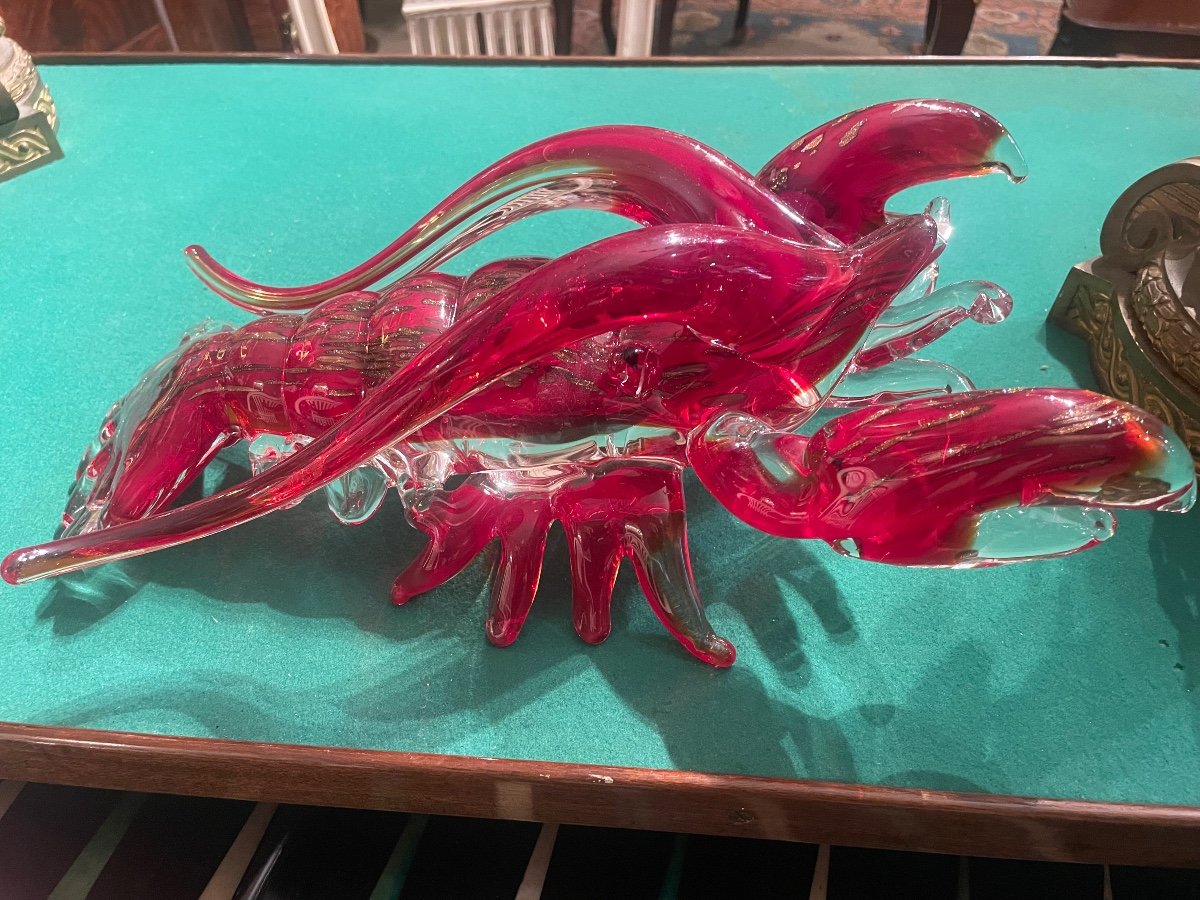 Murano Glass Lobster Signed On The Belly Of The Animal Circa 1950-photo-3