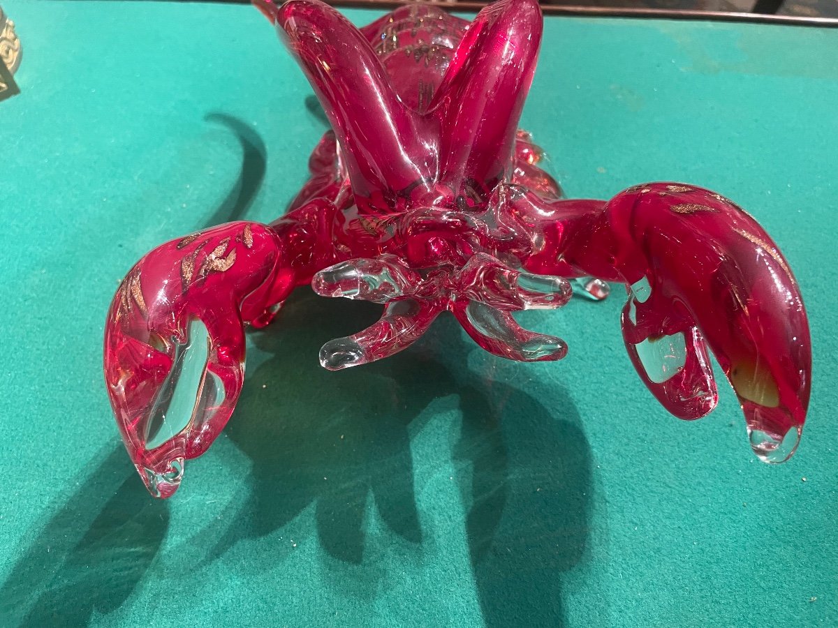 Murano Glass Lobster Signed On The Belly Of The Animal Circa 1950-photo-4