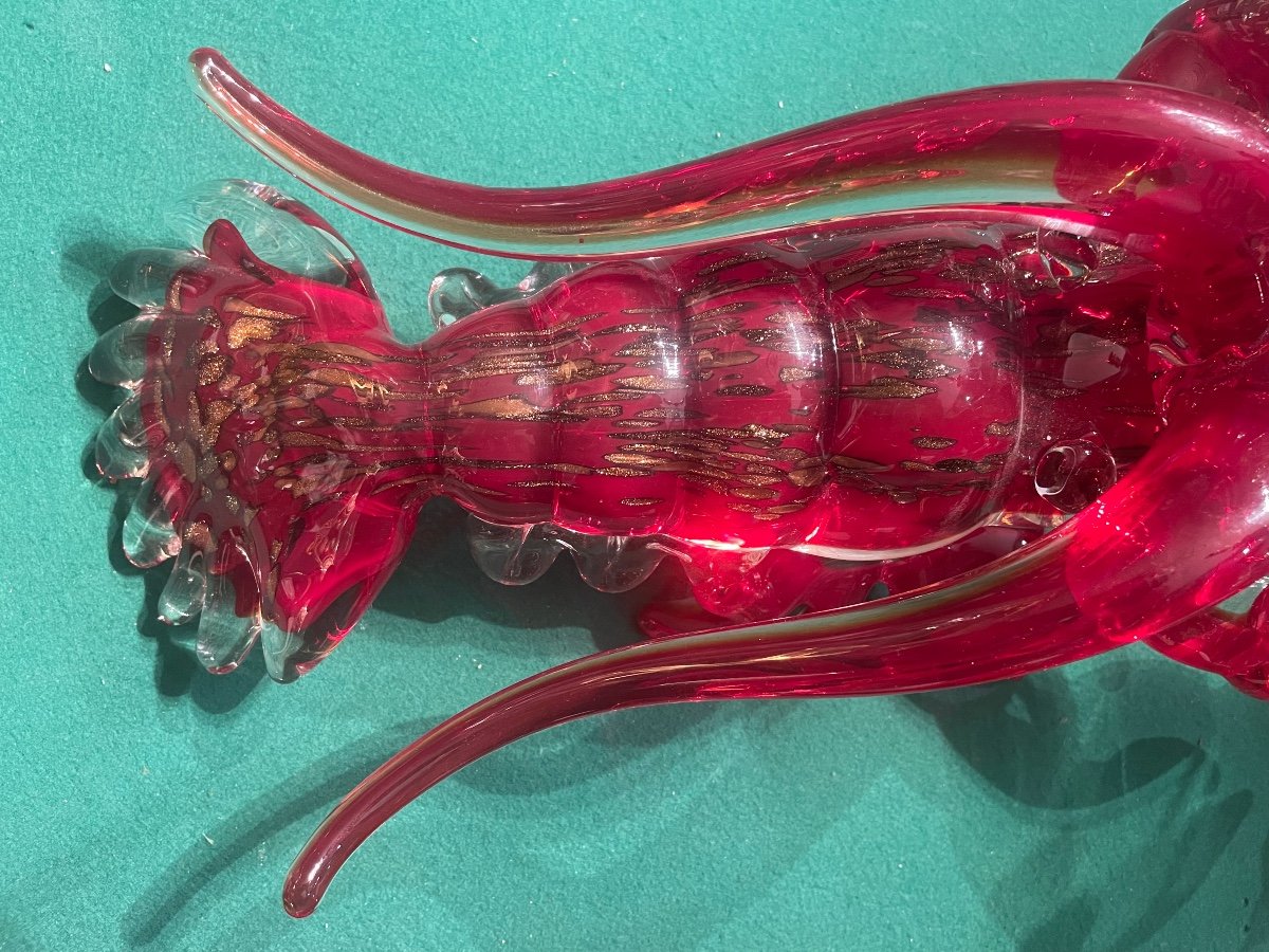 Murano Glass Lobster Signed On The Belly Of The Animal Circa 1950-photo-1