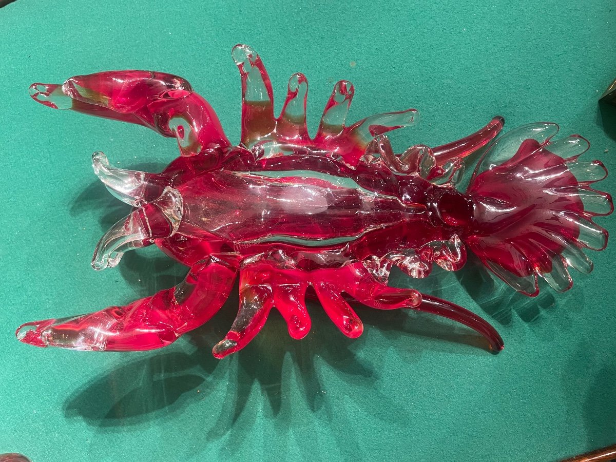 Murano Glass Lobster Signed On The Belly Of The Animal Circa 1950-photo-3