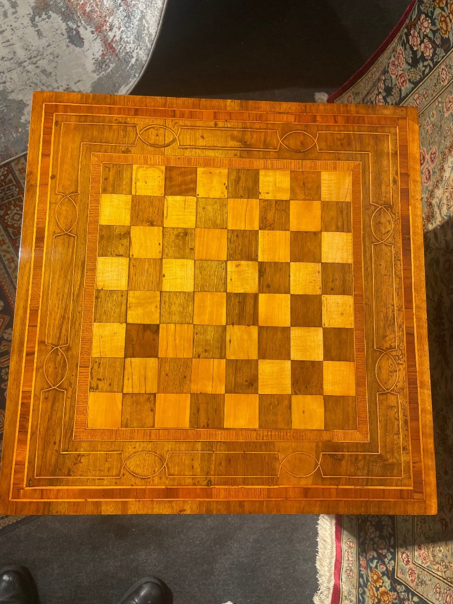 Small Directoire Period Marquetry Games Table -photo-2