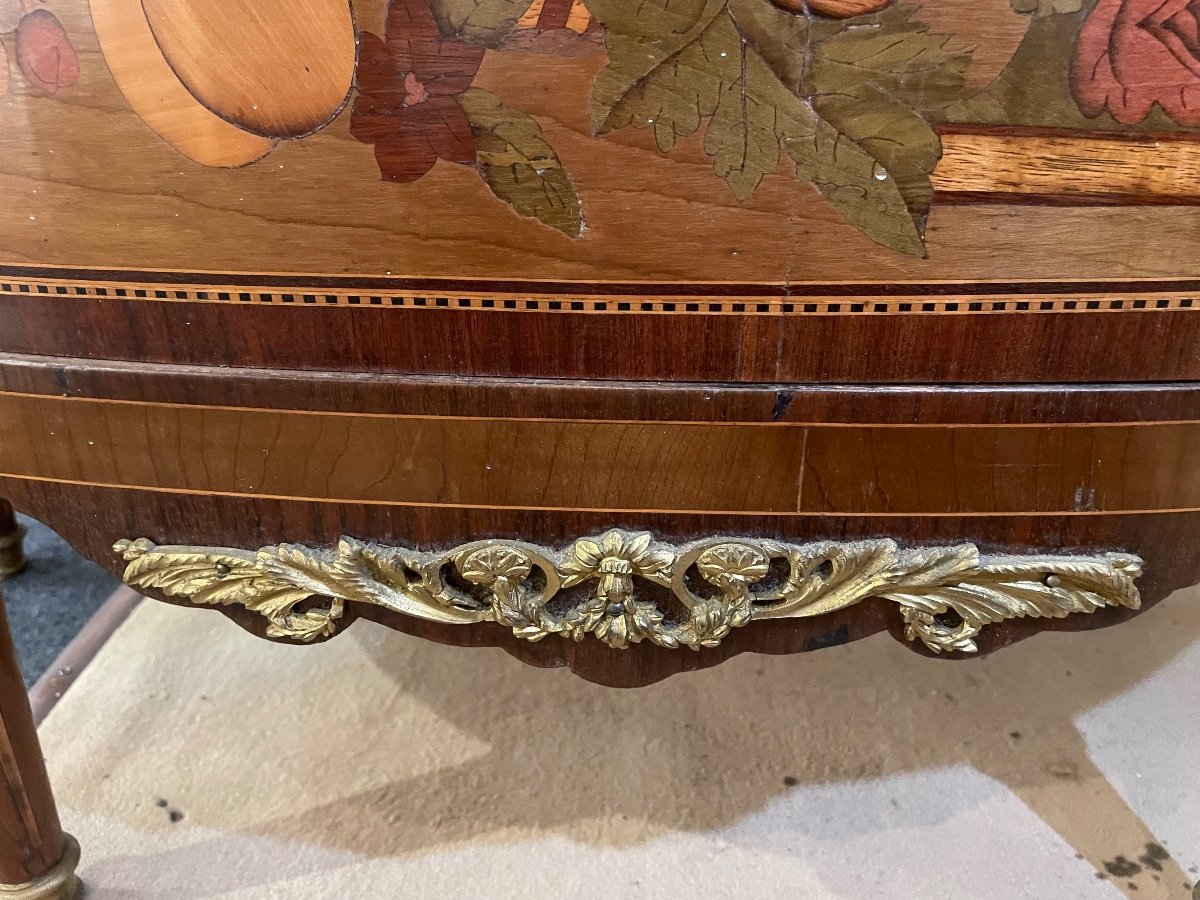 19th Century Marquetry Half Moon Chest Of Drawers -photo-2