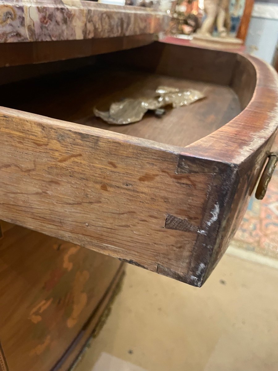 19th Century Marquetry Half Moon Chest Of Drawers -photo-4