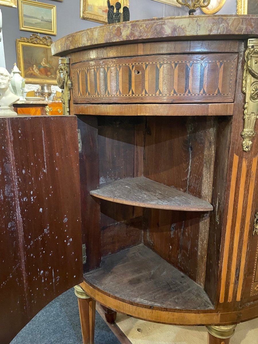 19th Century Marquetry Half Moon Chest Of Drawers -photo-5