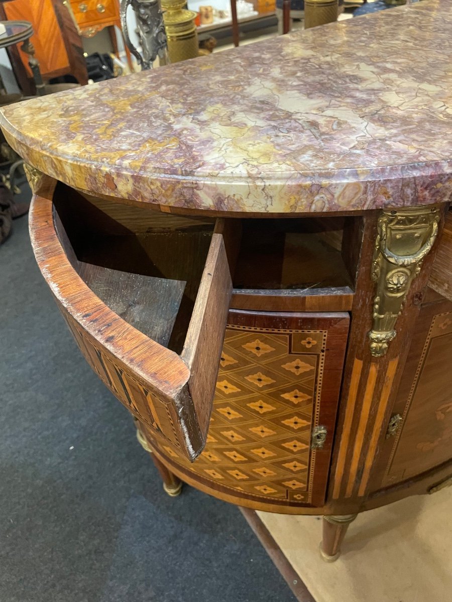 19th Century Marquetry Half Moon Chest Of Drawers -photo-6