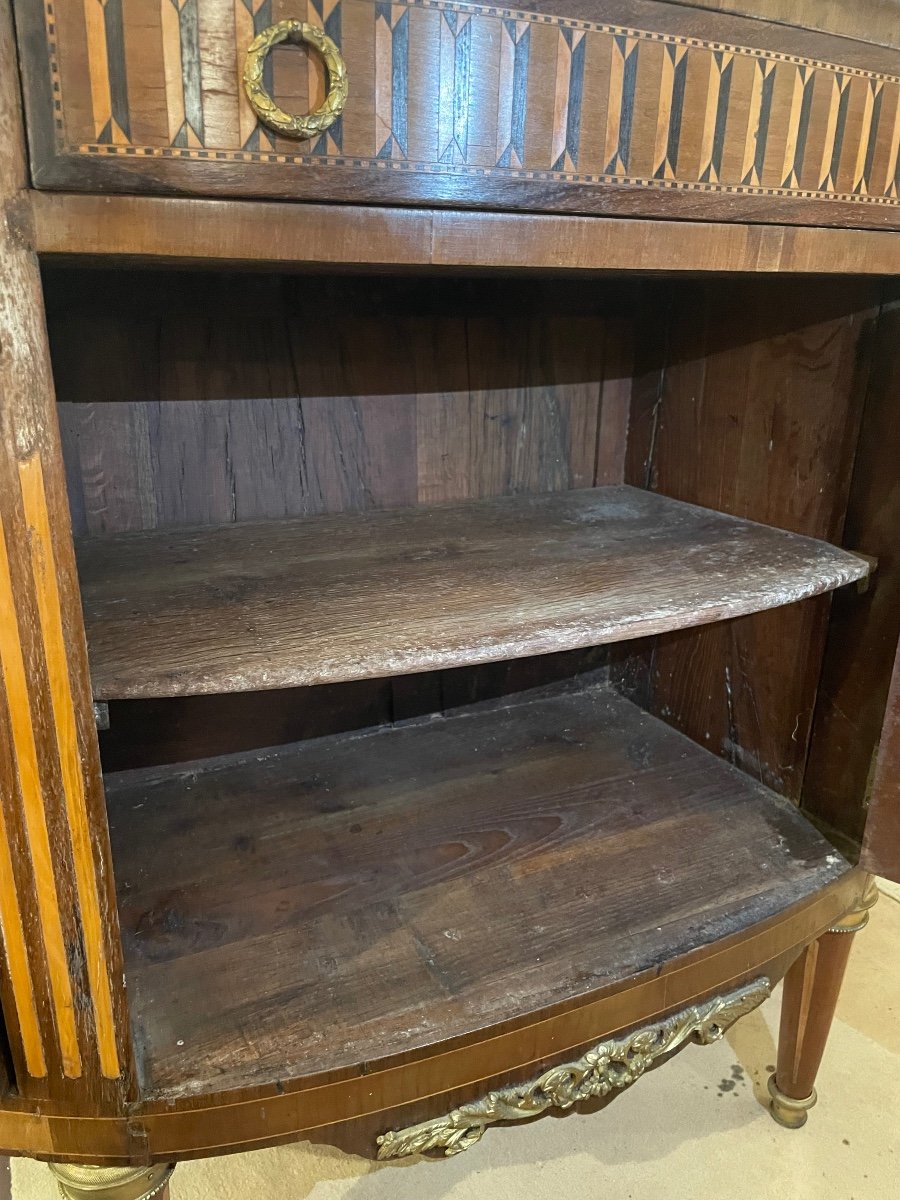 19th Century Marquetry Half Moon Chest Of Drawers -photo-7