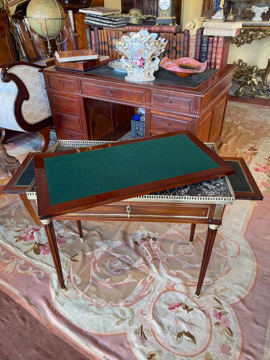 Table Desserte Formant Bureau Et Table à Jeux De Style Louis XVI -photo-2