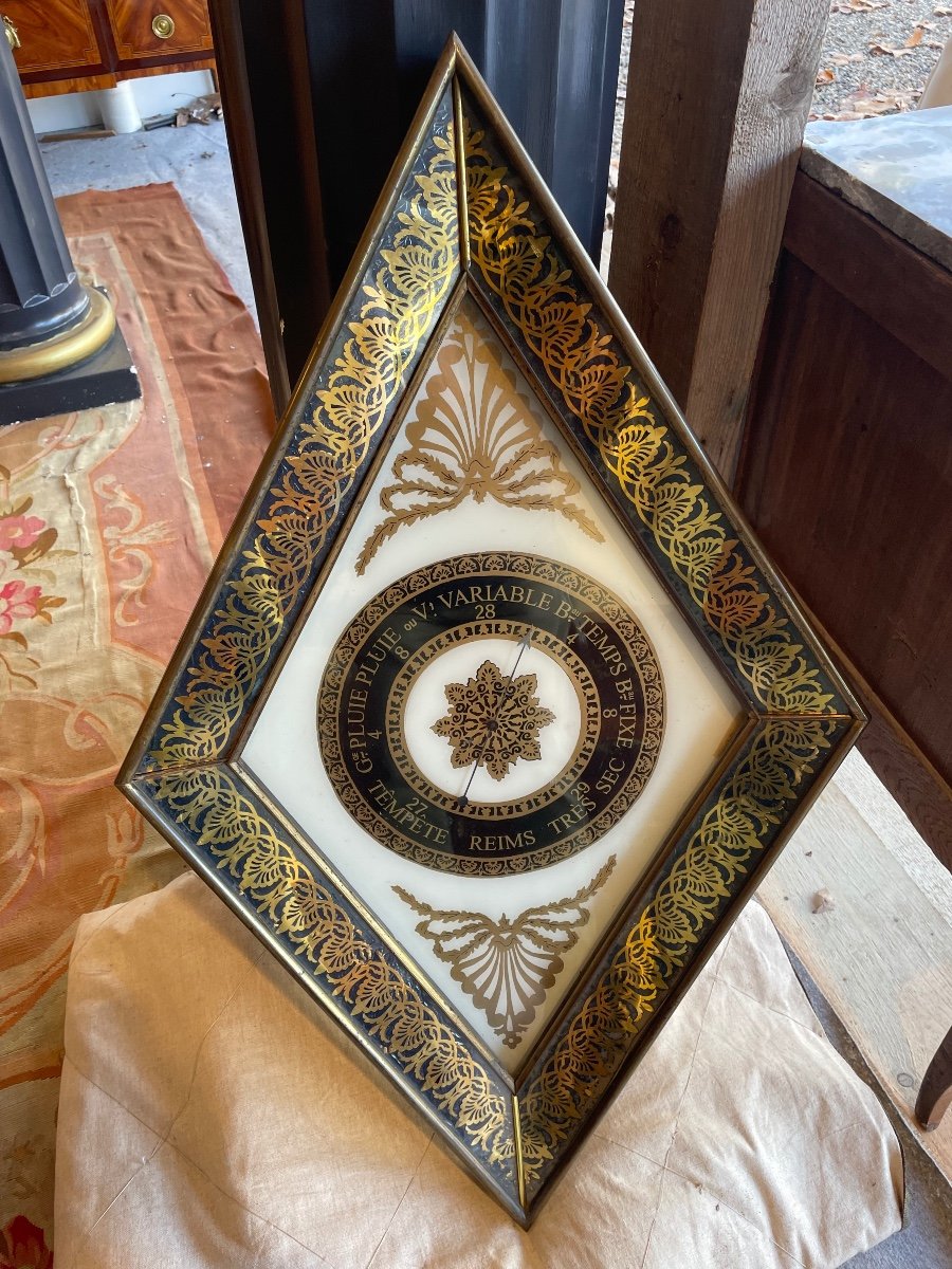 Directoire Period Barometer (1800) In Eglomised Glass 