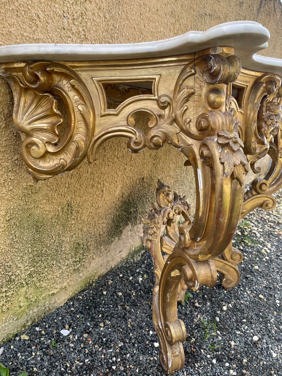 Console En Bois Doré De Style Louis XV -photo-2