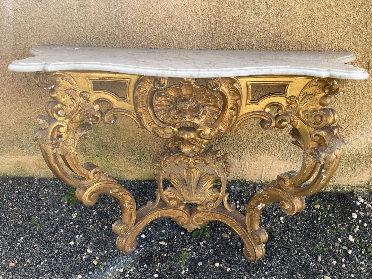 Console En Bois Doré De Style Louis XV 