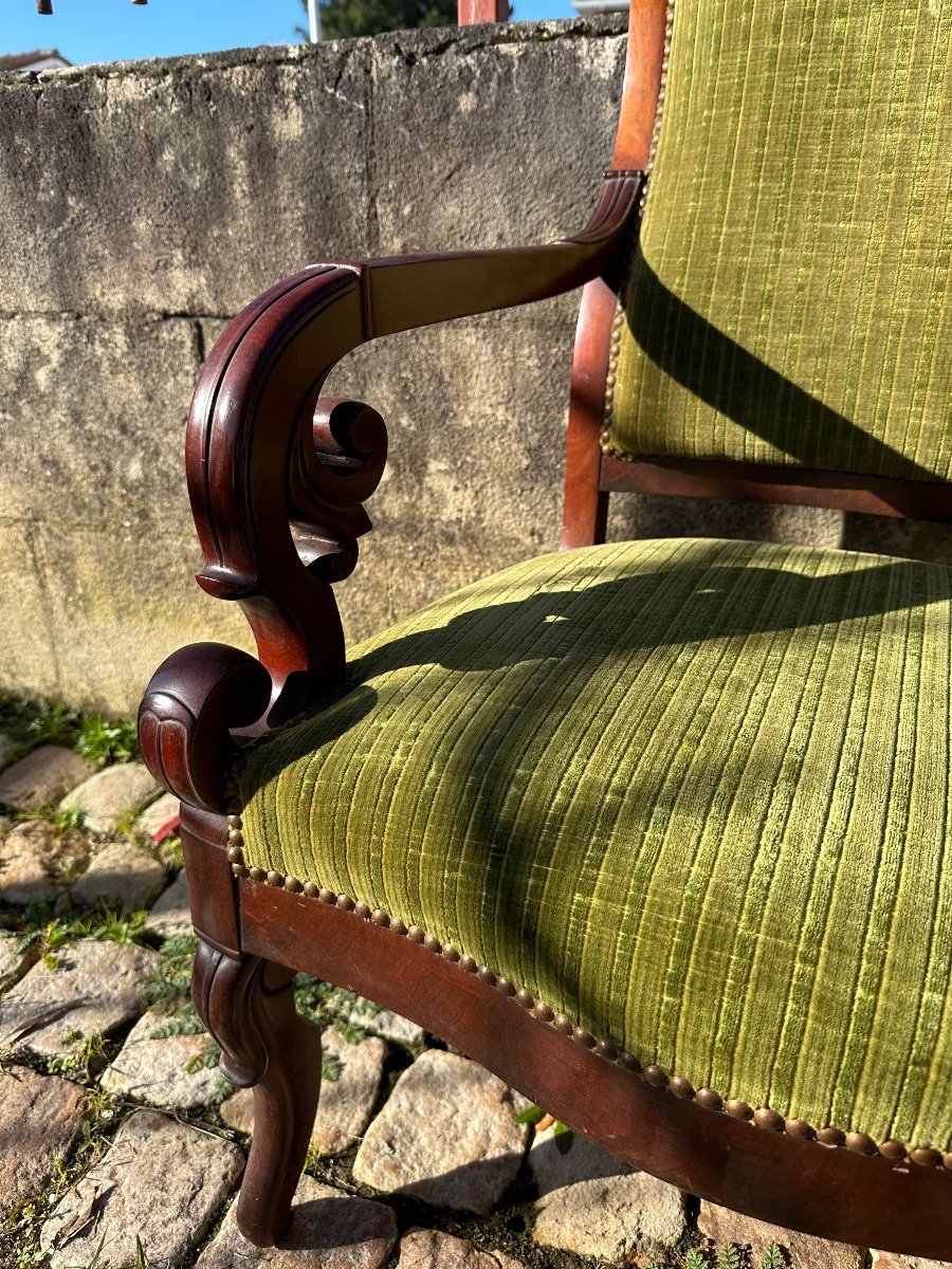 Paire De Fauteuils D’époque Charles X En Acajou -photo-2