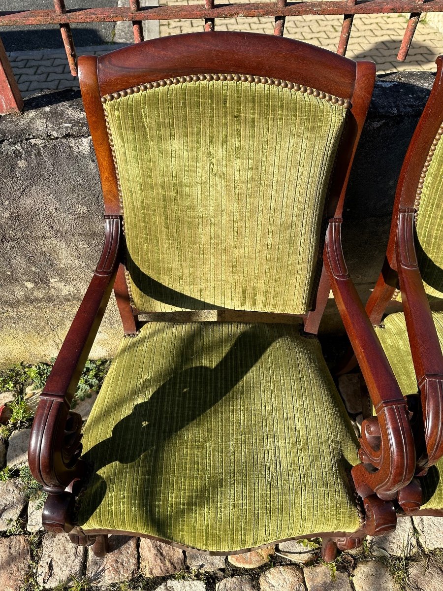 Paire De Fauteuils D’époque Charles X En Acajou -photo-3