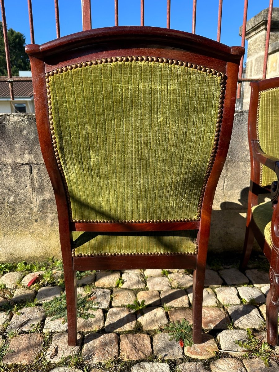 Paire De Fauteuils D’époque Charles X En Acajou -photo-4