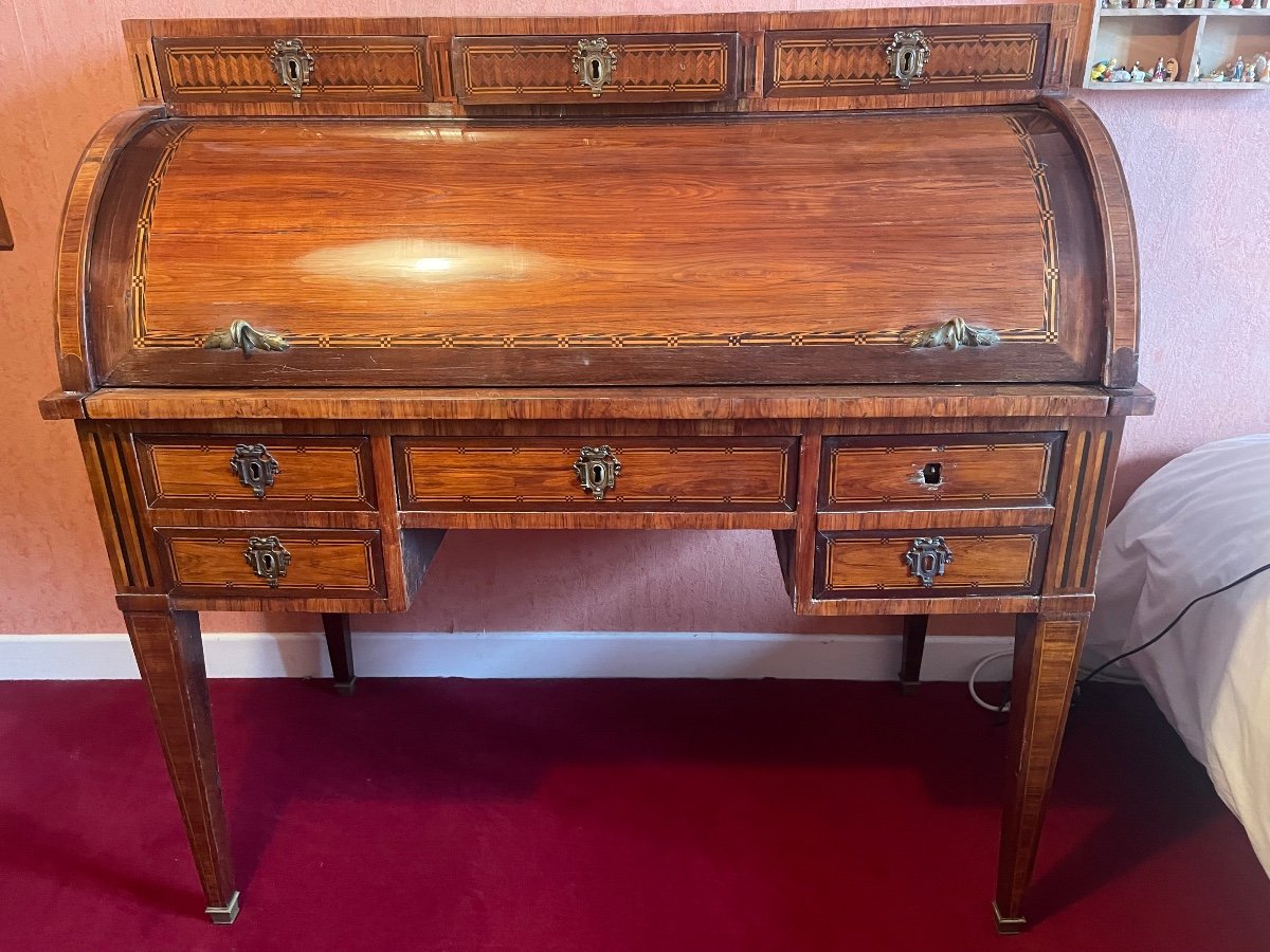 Louis XVI Period Marquetry Cylinder Desk 