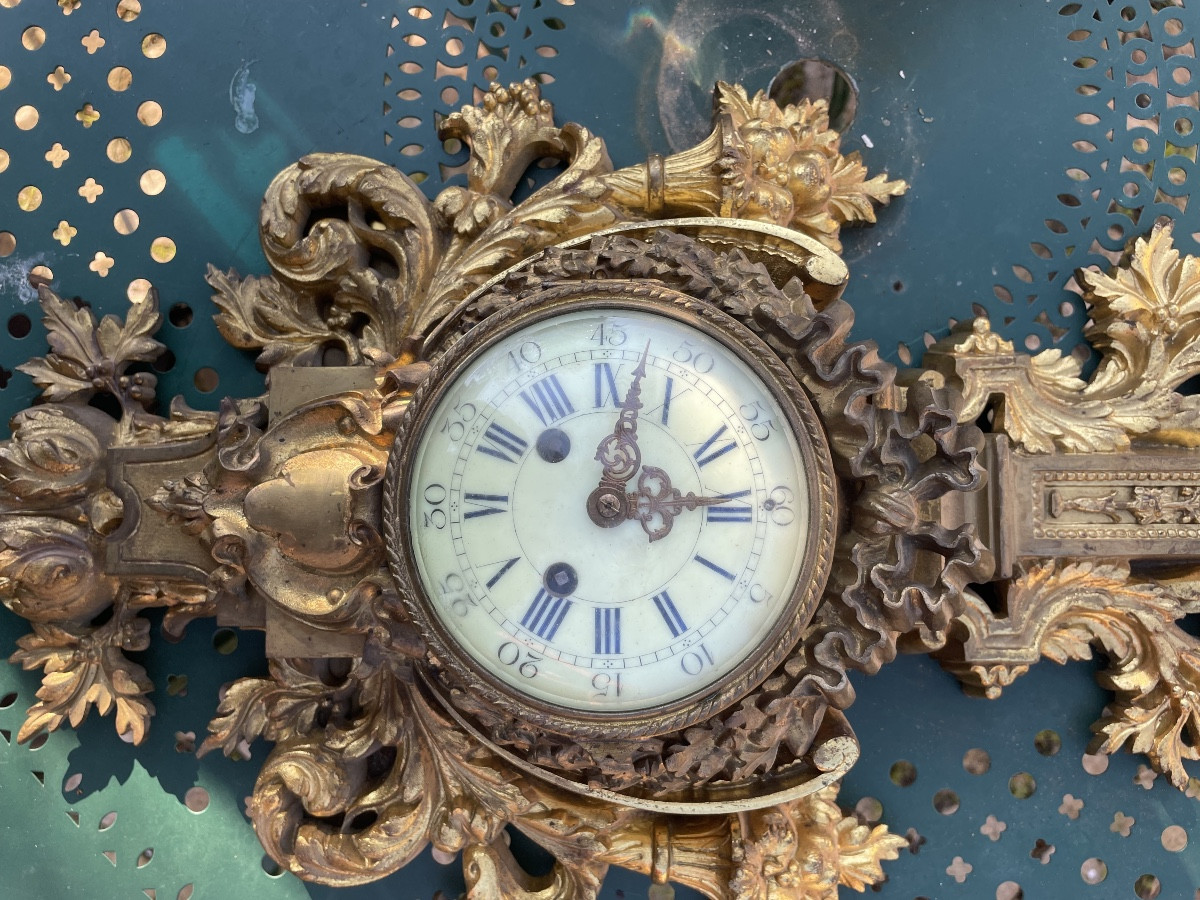 1880s Gilt Bronze Wall Clock-photo-3