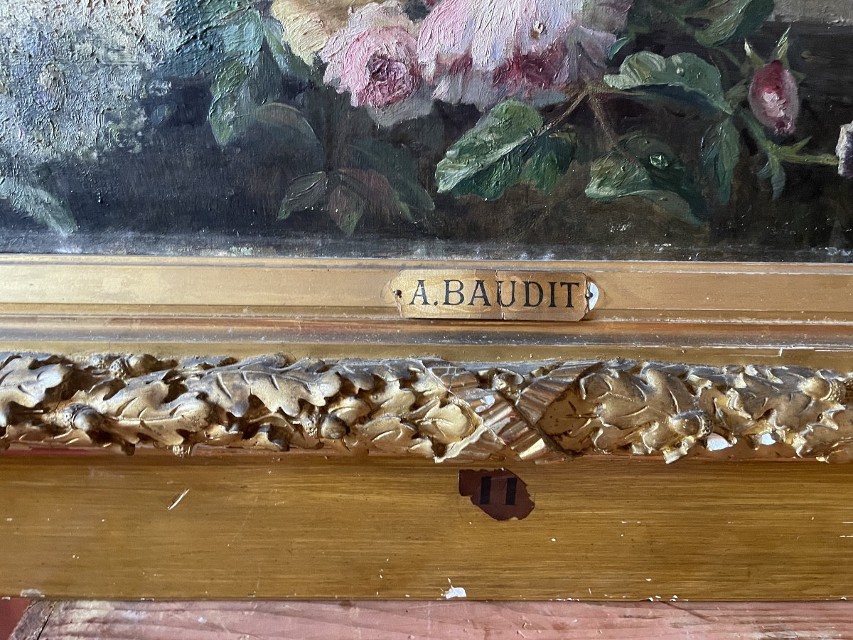 Throwing Flowers On An Entablature Signed à. Baudit (1825-1890)-photo-3