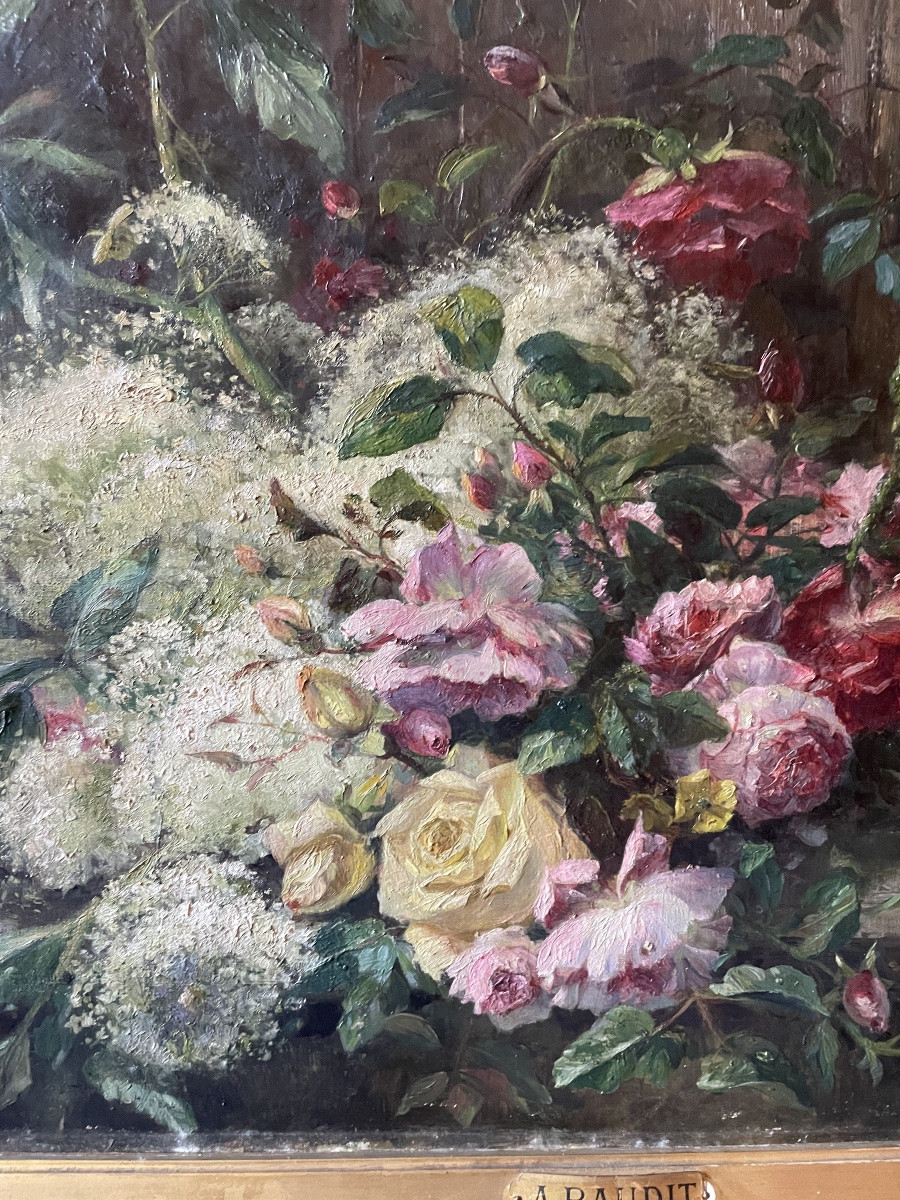 Jetée De Fleurs Sur Un Entablement Signé à. Baudit ( 1825-1890)-photo-8