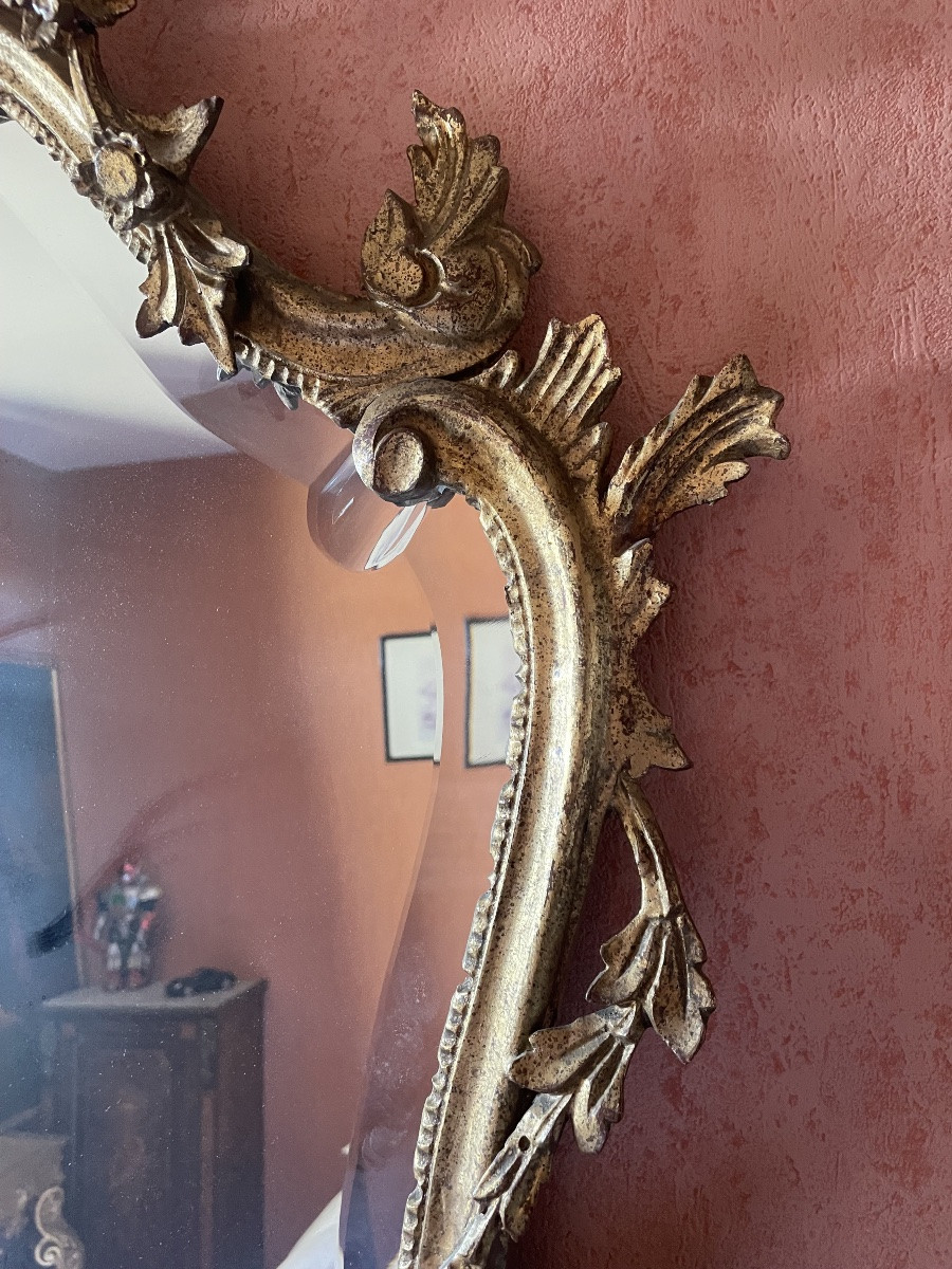 Miroir Italien En Bois Doré De Style Louis XV -photo-1