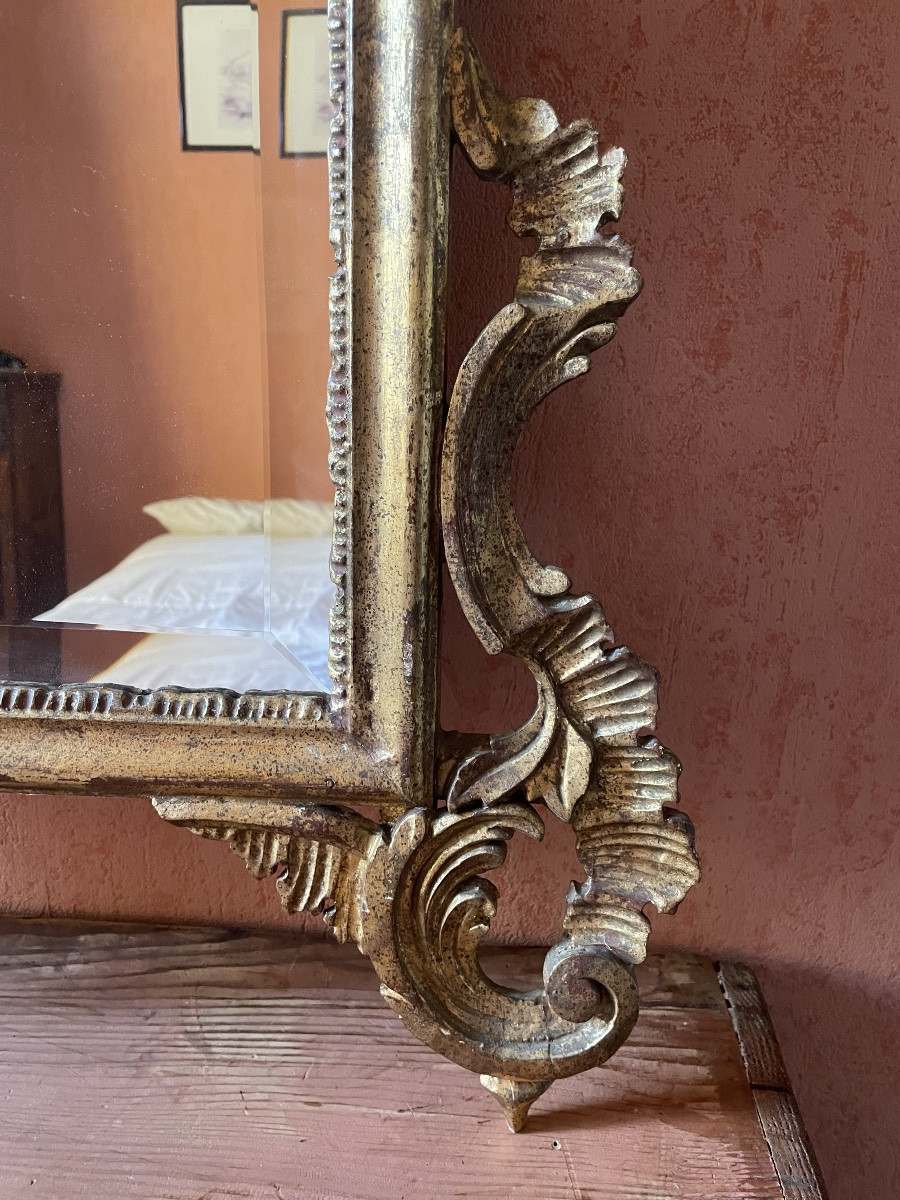 Miroir Italien En Bois Doré De Style Louis XV -photo-2