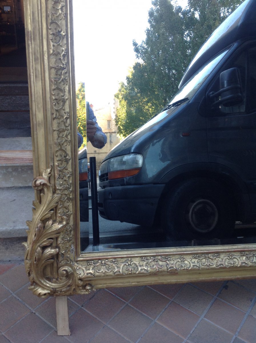 Exceptional Napoleon III Mirror In Wood And Golden Stucco-photo-3