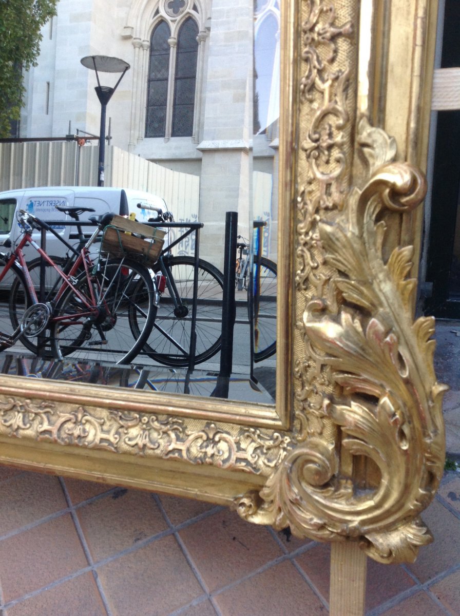 Exceptional Napoleon III Mirror In Wood And Golden Stucco-photo-4