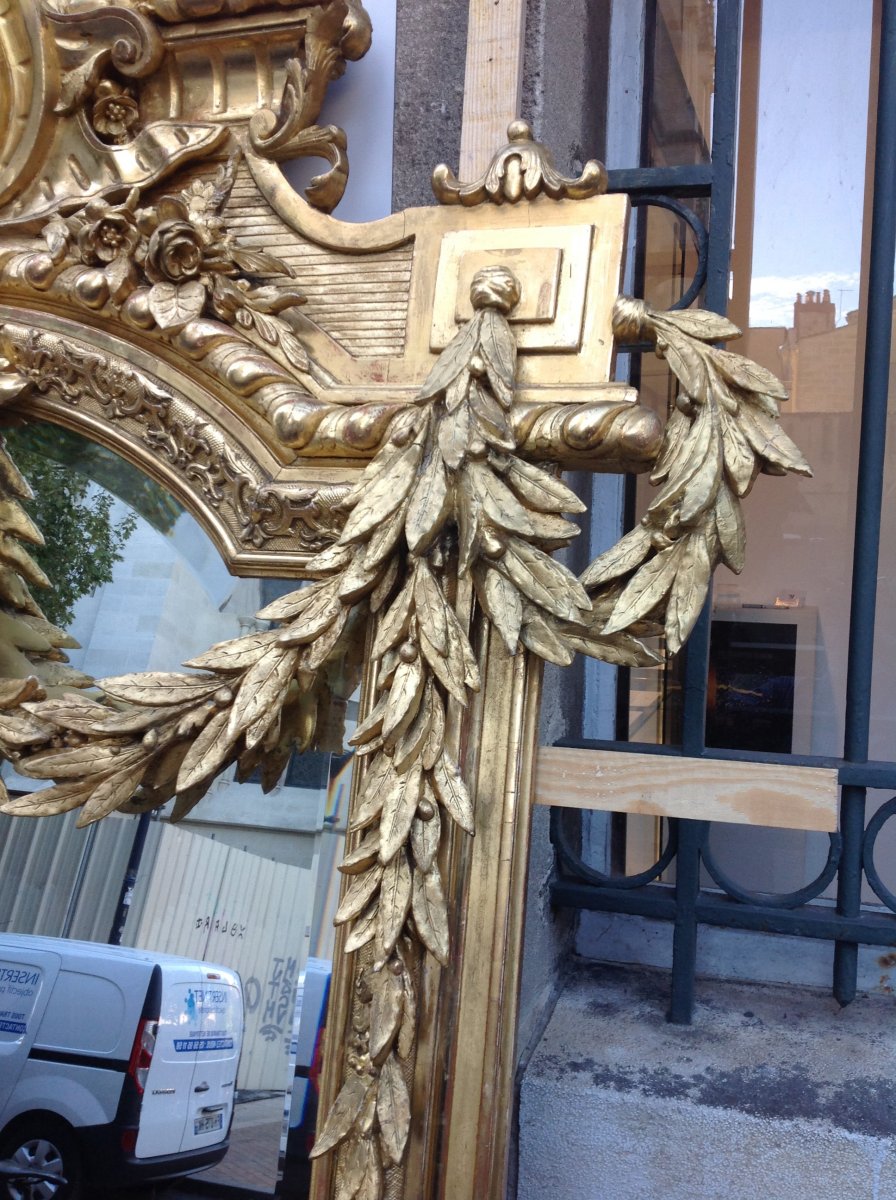 Exceptional Napoleon III Mirror In Wood And Golden Stucco-photo-6