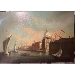 Grande Huile Sur Toile Représentant Venise époque 19 éme 