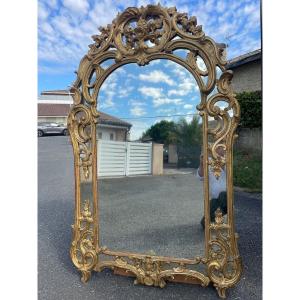 Louis XV Period Golden Wood Beaded Mirror 