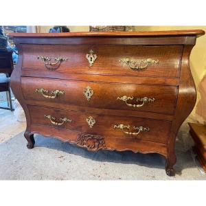 Commode Tombeaux En Noyer D’époque Louis XV 