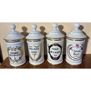 Four Limoges Porcelain Medicine Jars