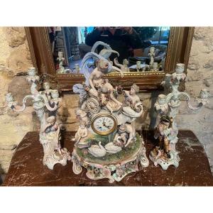 Exceptional 19th Century German Porcelain Fireplace Trim 