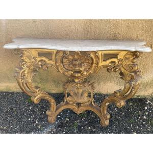 Louis XV Style Gilded Wood Console 