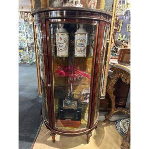 Louis XVI Style Display Cabinet In Mahogany And Brass Trim 