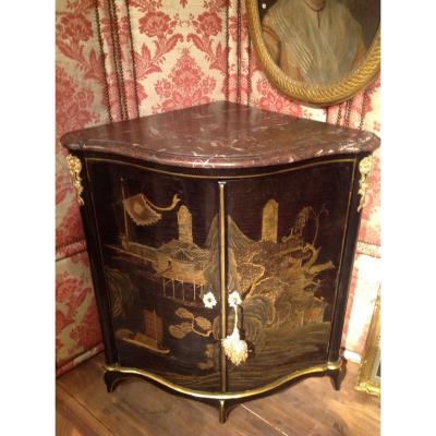 Rare Corner In European Lacquer Decorated With Pagodas And Chinese Garden Louis XV Period