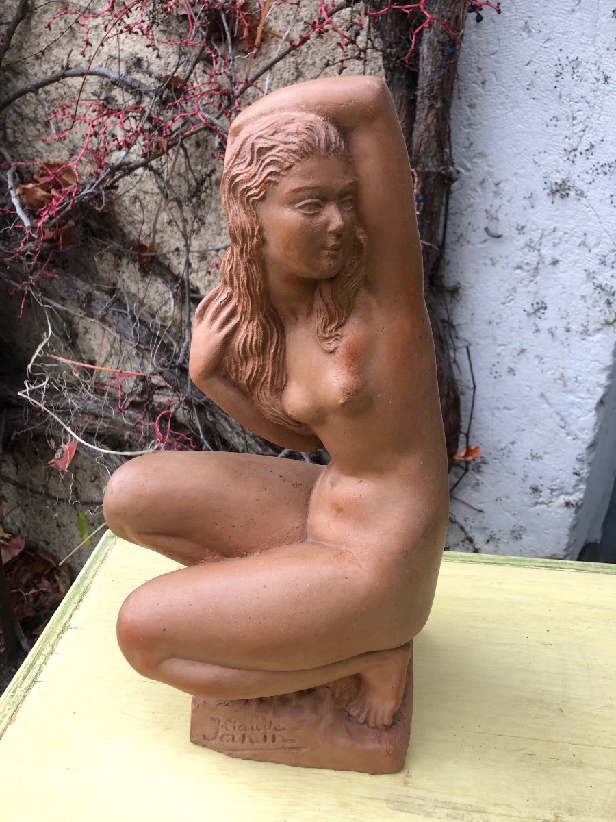 Terracotta Nude Woman 1940s And 1950s Signed Janin