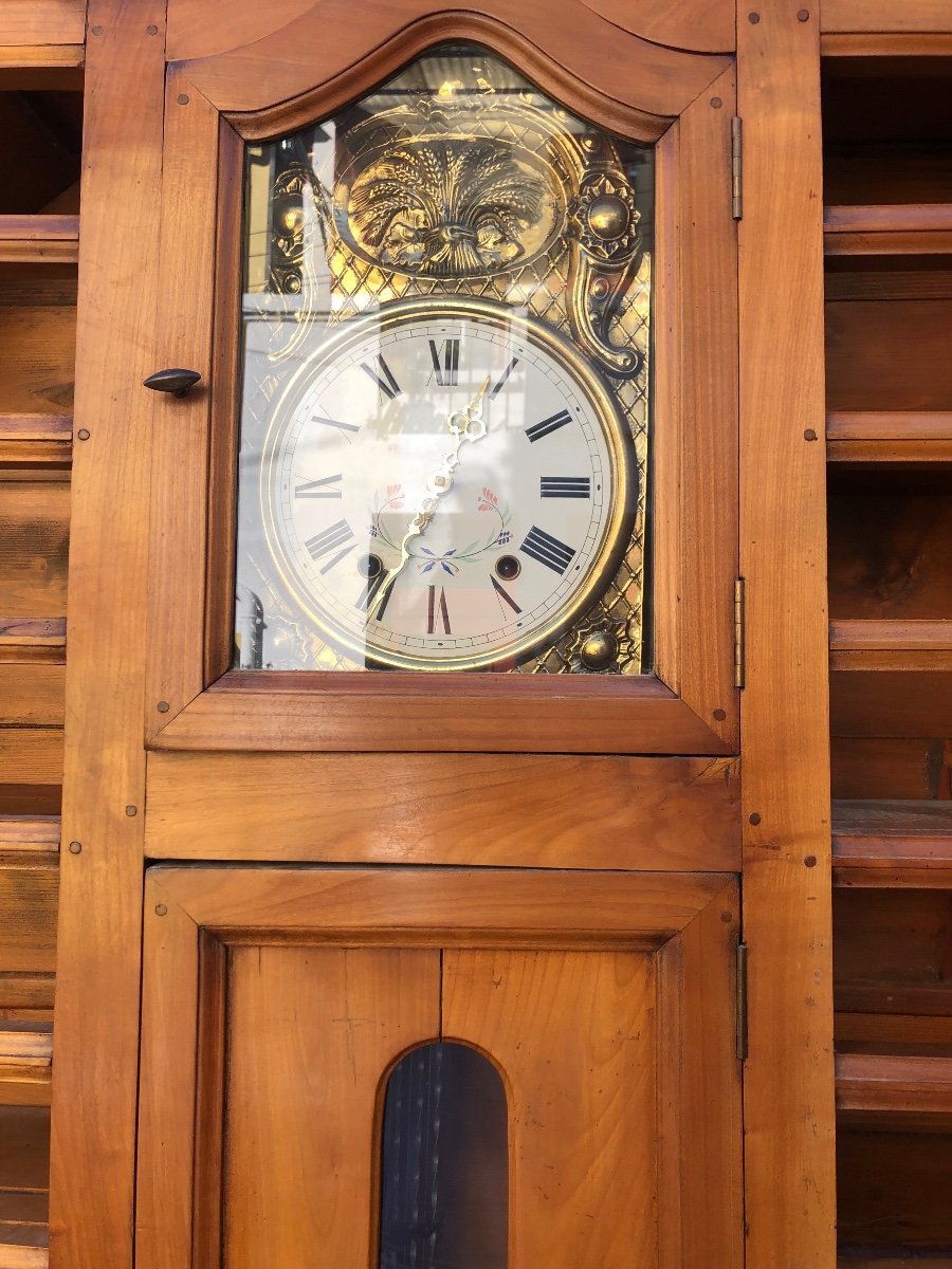Two Door Dresser With Clock 19th Century In Cherry Wood-photo-4