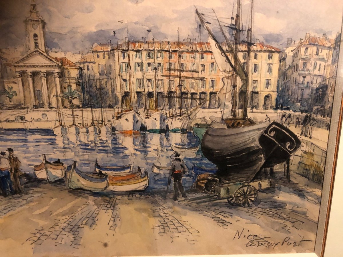 Watercolor By Frank Will Port Of Nice -photo-4