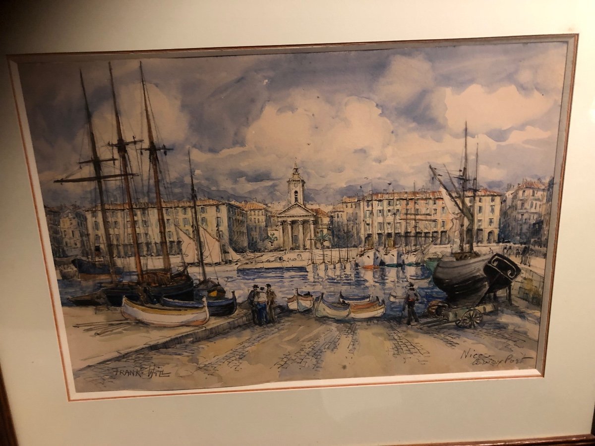 Watercolor By Frank Will Port Of Nice 