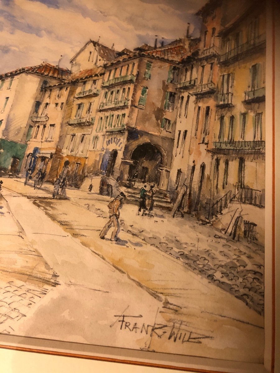 Aquarelle De Frank Will Représentant Villefranche Sur Mer-photo-2