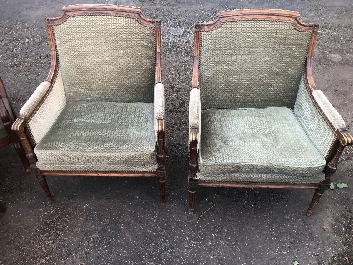 Paire De Fauteuils à La Reine D’époque L XVI 