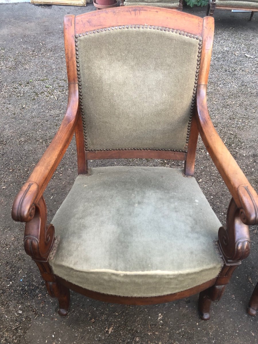 Pair Of Mahogany Armchairs Early 19th Century-photo-2