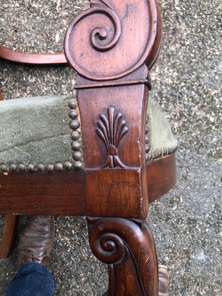 Pair Of Mahogany Armchairs Early 19th Century-photo-6