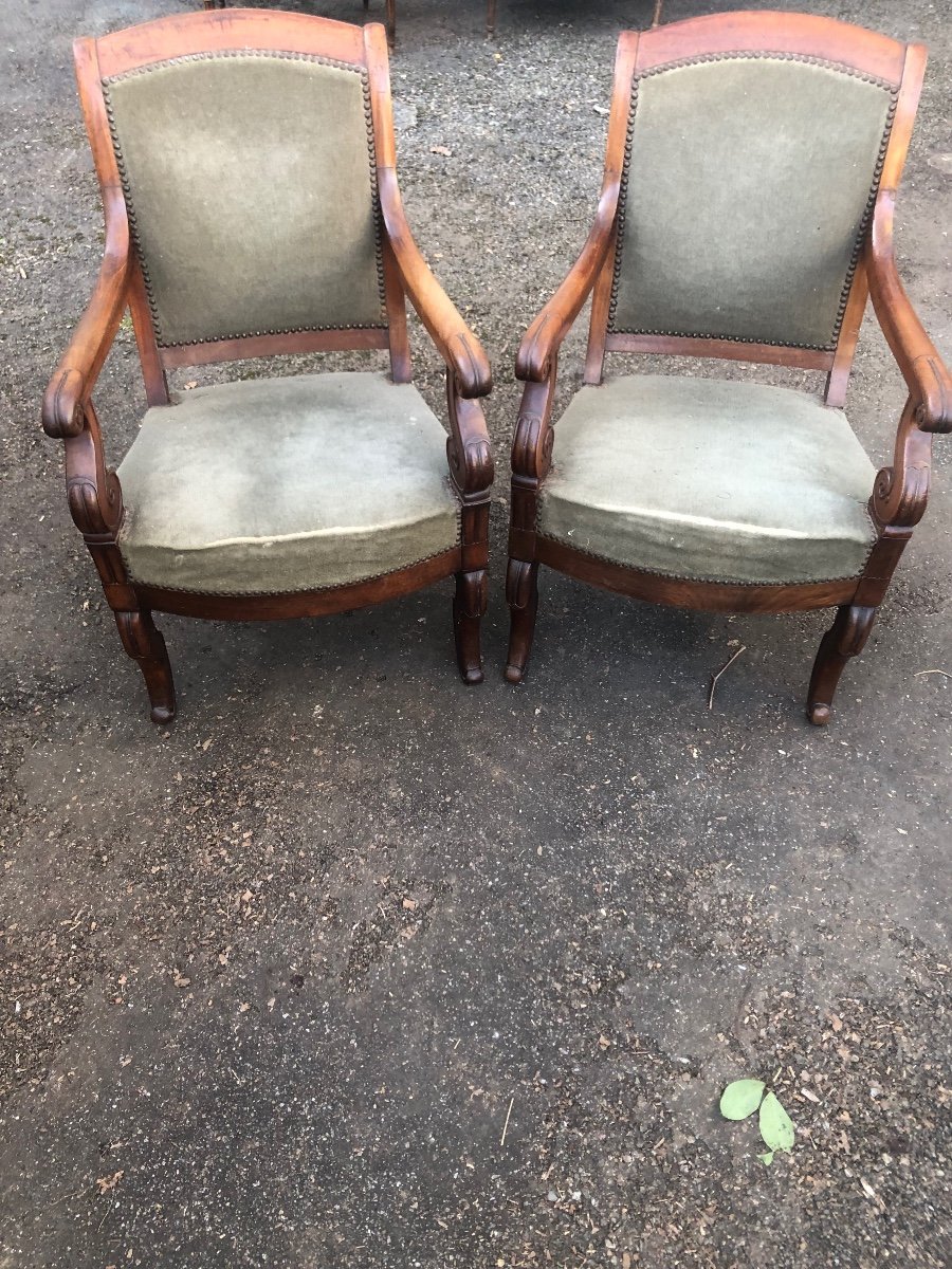 Pair Of Mahogany Armchairs Early 19th Century