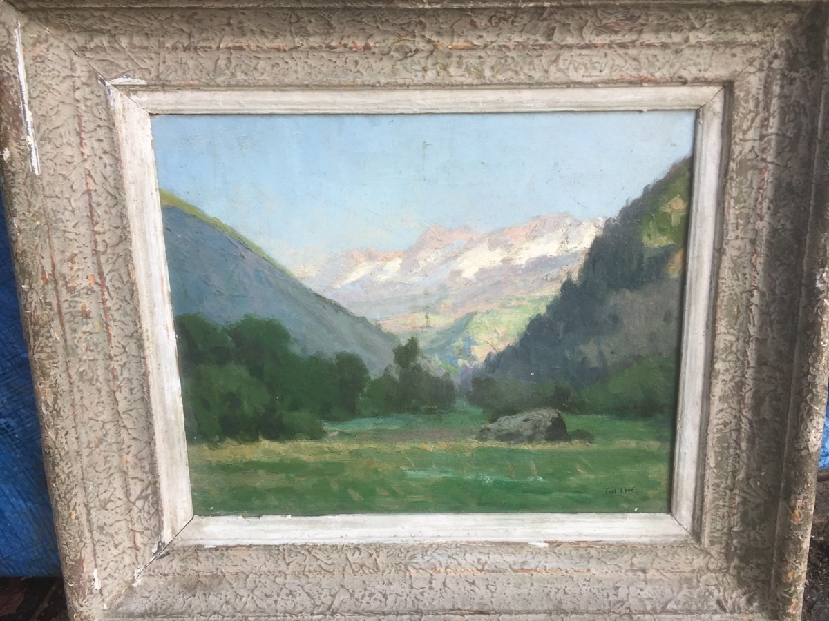 Peinture Montagne Signée Louis Frédéric Levé