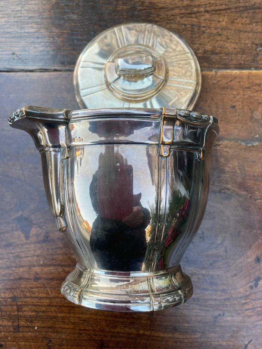 Coffee Service And Art Deco Samovar In Silver Metal-photo-2