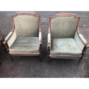 Paire De Fauteuils à La Reine D’époque L XVI 