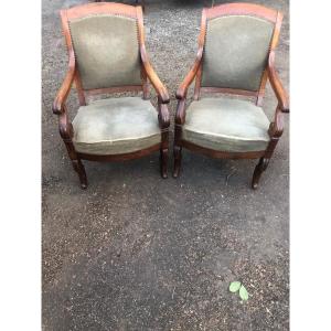 Pair Of Mahogany Armchairs Early 19th Century