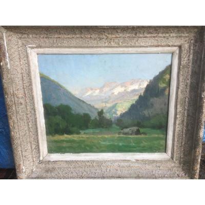 Mountain Painting Signed Louis Frédéric Levé